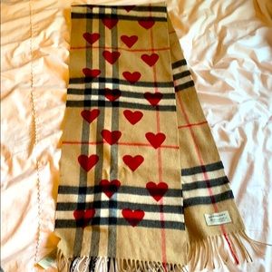 Burberry Carmel Giant Check Reversible Heart Scarf